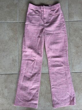 XS Zara Pink and White Gingham Trousers